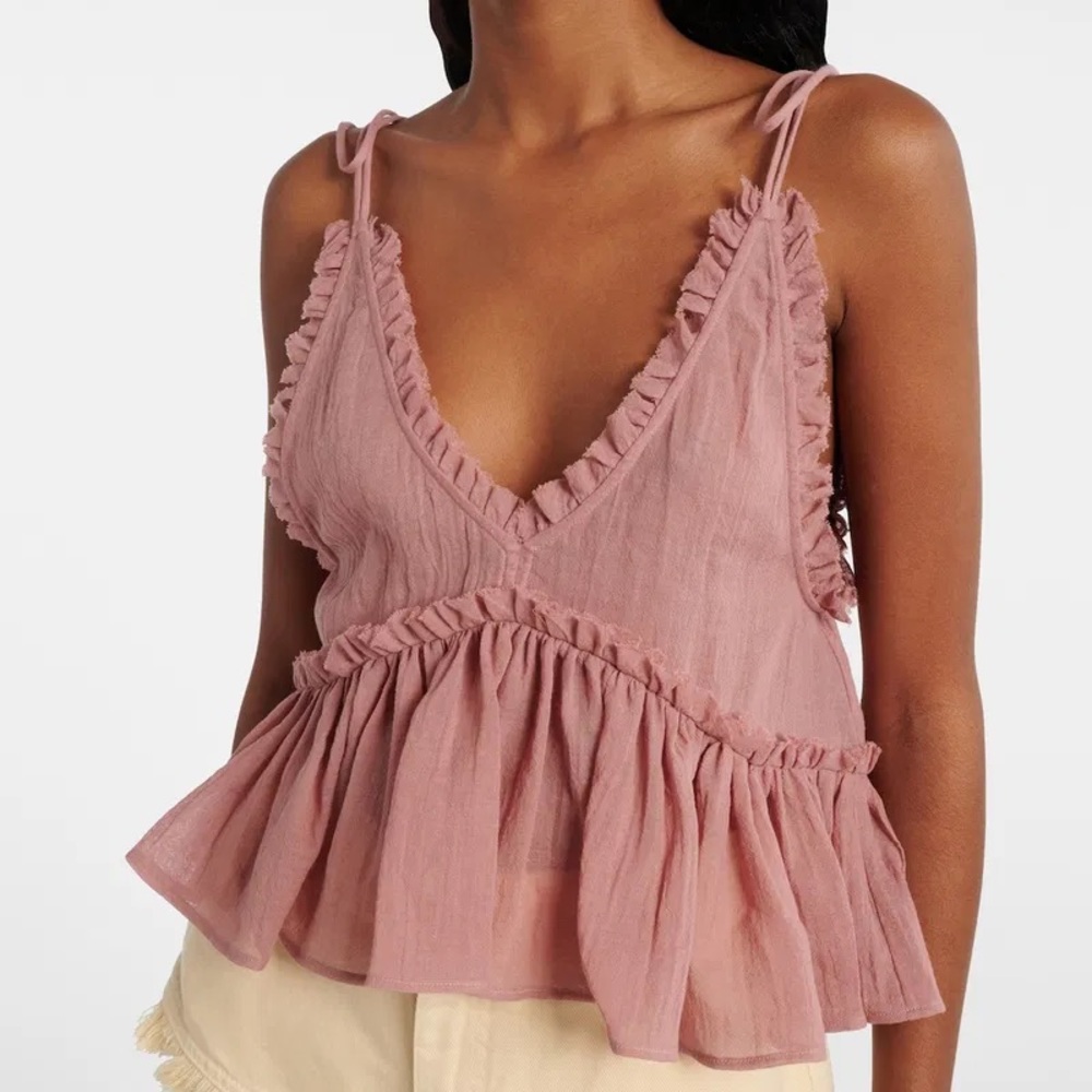 The Attico Dusty Rose Ruffled Cotton-Camisolette